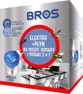 Elektrofumigator Płyn 3w1 na Muchy, Komary. Mrówki