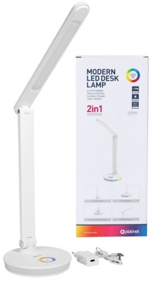 BIAŁA FUNKCJONALNA LAMPKA BIURKOWA NOCNA SZKOLNA 2w1 LED 12W RGB + USB