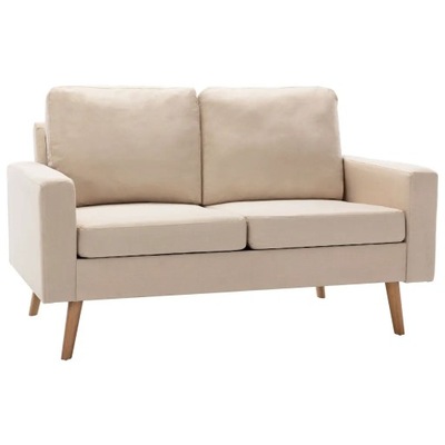 2-osobowa sofa, kremowa, tapicerowana tkaniną