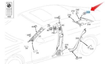 Пряжка стійка задній mercedes a0009917270 фото №1