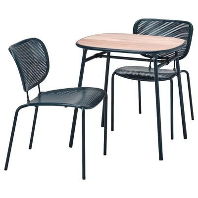 IKEA DUVSKAR Stół i 2 krzesła czarnoniebieski