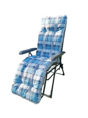Poduszka na leżak fotel gruba kratka niebieska