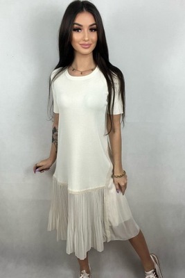 Sukienka z plisowanym dołem Minouu biała ecru