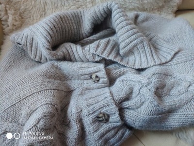 MASAI świetny szary sweter warkocze z alpacą L