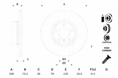 BOSCH ДИСКИ ТОРМОЗНЫЕ ТОРМОЗНЫЕ 2 ШТУКИ. ПЕРЕД BMW 1 F20 1 F21 2 F22 F87 2 F23 3