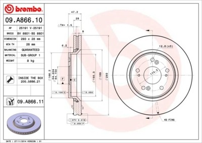 DISCO DE FRENADO BREMBO 09.A866.10  