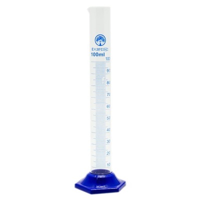 Cylinder miarowy menzurka szklany 100 ml stopka plastikowa