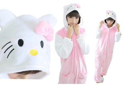 KITTY KOT słodki KOTEK PIŻAMA KOMBINEZON KIGU ONESIE przebranie 130 CH4ź