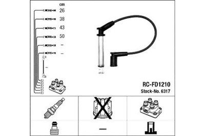 Ngk дроти запалювання ford 1,3 1,6 fiesta v ka фото №1