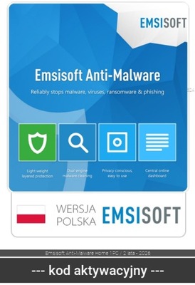 Emsisoft Anti-Malware Home 1PC / 2 lata - 2026