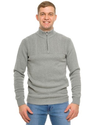WRANGLER sweter GREY knit HALF ZIP _ S 36
