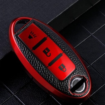 RED ATPU LEATHER AUTO KEYS FOR NISSAN LEAF MICRA QASHQAI J11 J11  