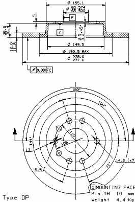 DISCO HAM. PARTE TRASERA OPEL VECTRA C SIGNUM SAAB 9-3 02-  