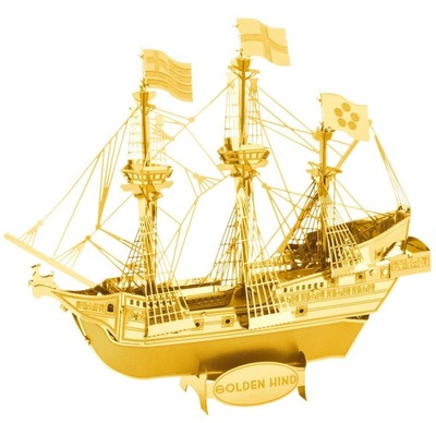 Metal Earth Gold Golden Hind Model Metalowy 3D