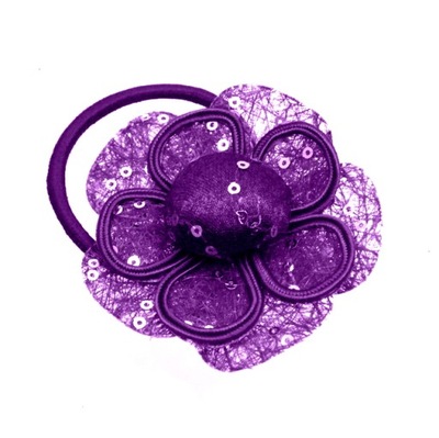 Broszka / gumka do włosów kwiat fioletowy