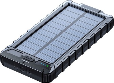Powerbank 10000 mAh Polimerowy 2A, USB Solar Panel Czarny Platinet 45812