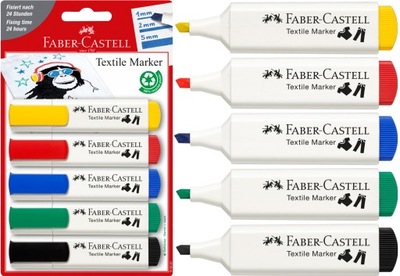 Markery do tkanin 5 kolorów Faber Castell