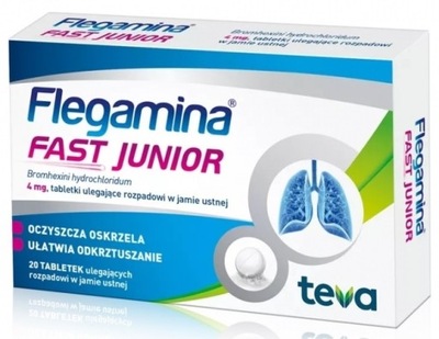 Flegamina Fast Junior 4 mg odkrztuszanie 20 tabletek