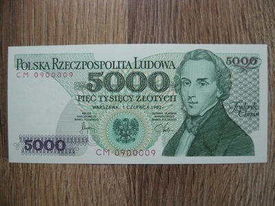 BANKNOT PRL 5000 ZŁOTYCH PIĘĆ TYSIĘCY ZŁ F. CHOPIN