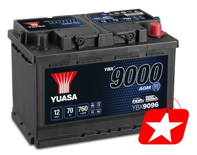 YUASA YBX9096 AGM 12V 70Ah 760A 