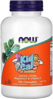 Kid Cal 100 tabletek do żucia dla dzieci NOW Foods