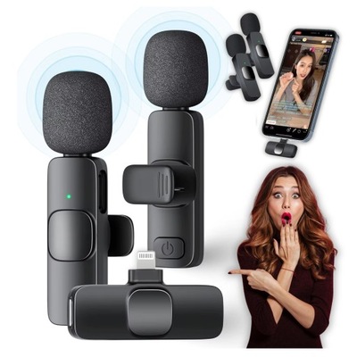 Mikrofon Bezprzewodowy Do Telefonu iPhone Zestaw 2 Mikrofony Na Lightning