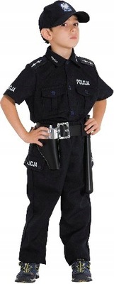 strój karnawał przebranie kostium Policjant Polski 140cm pasek kabura bal