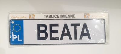 Tablica Rejestracyjna metalowa z imieniem BEATA (E)