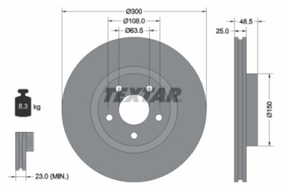 Textar диск тормозная ford перед c-max/focus/transit 03- фото №1