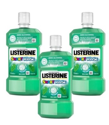 Listerine Miętowy Płyn Do Płukania Ust Smart Rinse Dla Dzieci 3x250ml