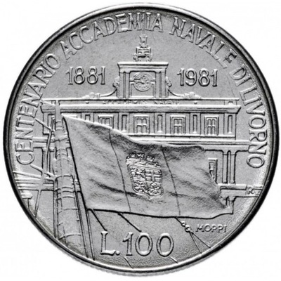 Włochy 100 lirów 1981 Italia piękna 100-lecie Akademii Morskiej w Livorno