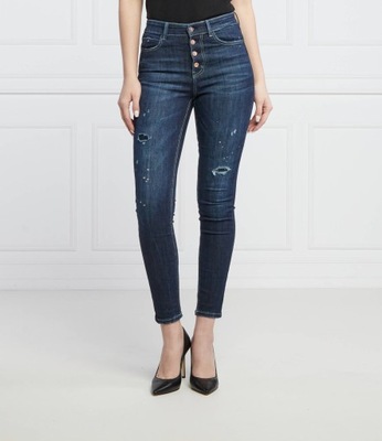 GUESS JEANS jeansy 1981 EXPOSED BUTTON | granatowe