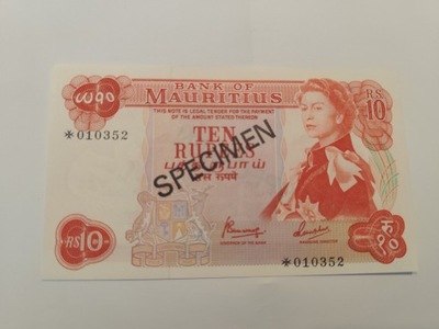 Mauritius - 10 rupii - specimen - UNC