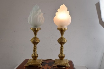 STOJĄCE DWIE LAMPY LAMPA Z BRĄZU + KLOSZE