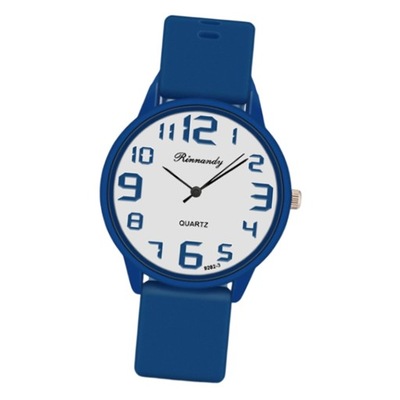 Okrągły zegarek na rękę z silikonowym paskiem Fashion Blue