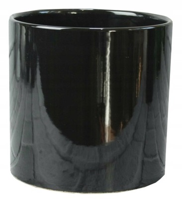 Doniczka ceramiczna osłonka czarna walec H15