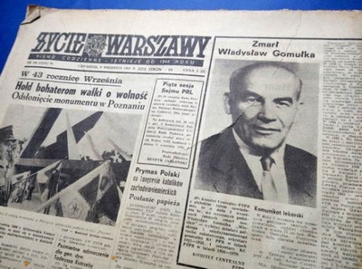 Zmarł Władysław Gomułka.. Życie Warszawy 1982