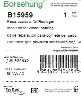 BORSEHUNG B15959 JUEGO COJINETE RUEDAS  