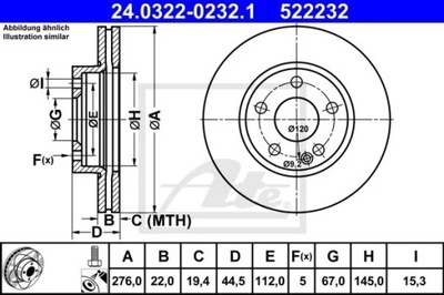 24.0322-0232.1 DISKU HAM.PRZOD POWER DISC MERC.A W169 