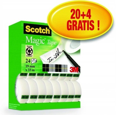 Taśma biurowa klejąca 3M Scotch Magic 20 rolek + 4 gratis