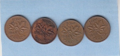 Kanada 1 cent 1962 do 1968 zestaw 4 sztuk