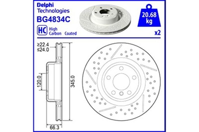 DELPHI DISKAI STABDŽIŲ 2SZT. GAL. BMW 1 F20 1 F21 2 F22 F87 2 F23 3 