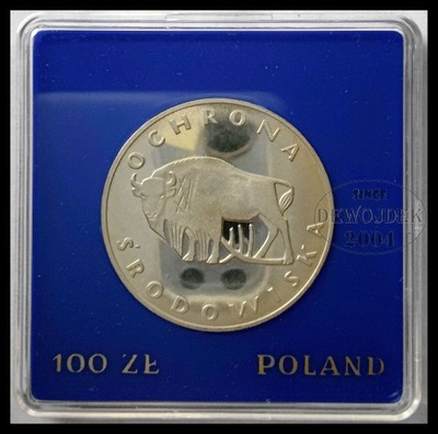 MNP - POLSKA PRL 100 Złotych 1977 # ŻUBR # P276 # SREBRO # st L