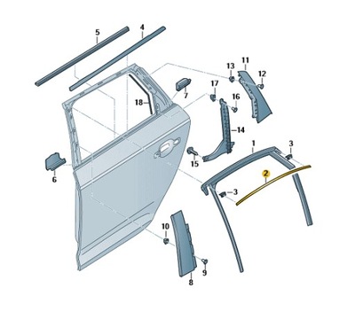 BRIDA DISEÑO VENTANAS DE PUERTA IZQUIERDO PARTE TRASERA AUDI Q5 ASO  