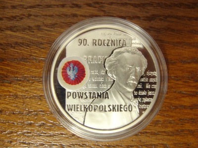 10 ZŁ Srebrna moneta 90. rocznica Powstania Wielkopolskiego, 10zł, 2008,NBP