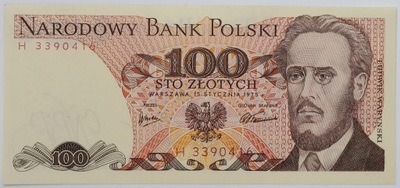 Banknot 100 zł 1975 rok - Seria H
