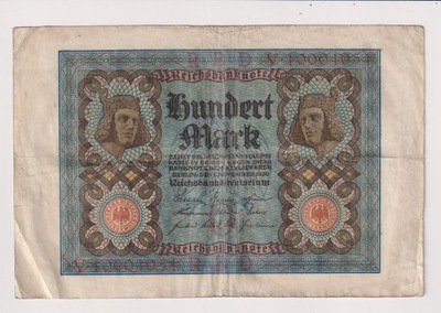 Niemcy 100 marek 1920 stan z obiegu