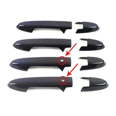 8Pcs Carbon Fiber / Chrome Exterior Car Door Handle Cover Trim Prote~55571