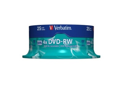 Płyta DVD-RW Verbatim DVD-RW 4x 4.7GB 25P CB Matt Silver 43639 43639