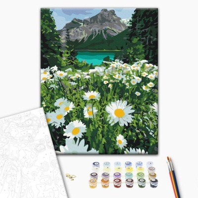 Kwiaty Obraz Malowanie Po Numerach Rumiany około gór